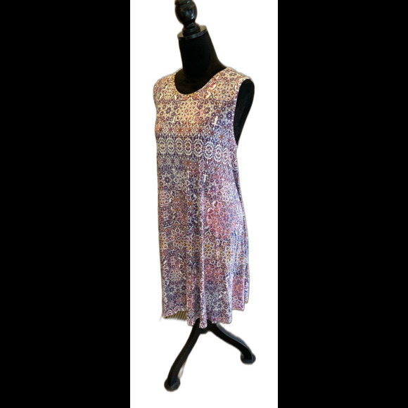 Cynthia Rowley Tank Dress Plus Size 1X Sleeveless Purple Cream Paisley Look - Picture 3 of 10